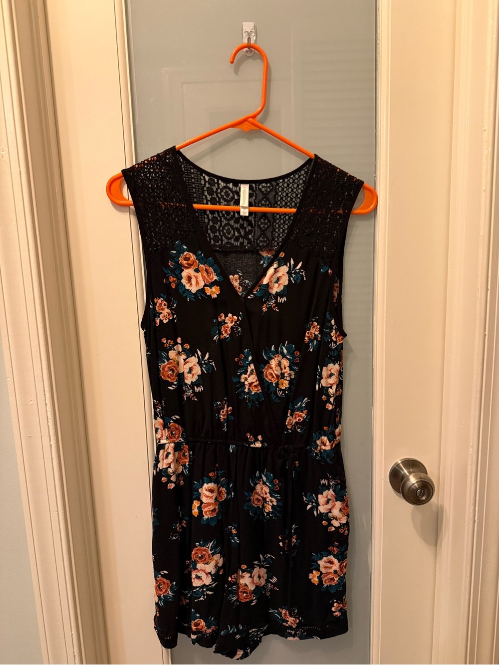 Xhilaration Black Floral Sleeveless V-Neck Mini Dress